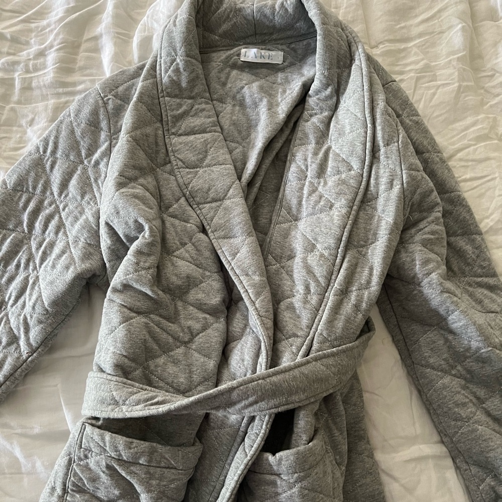 Quilted Robe in Heather Gray LAKE PAJAMAS